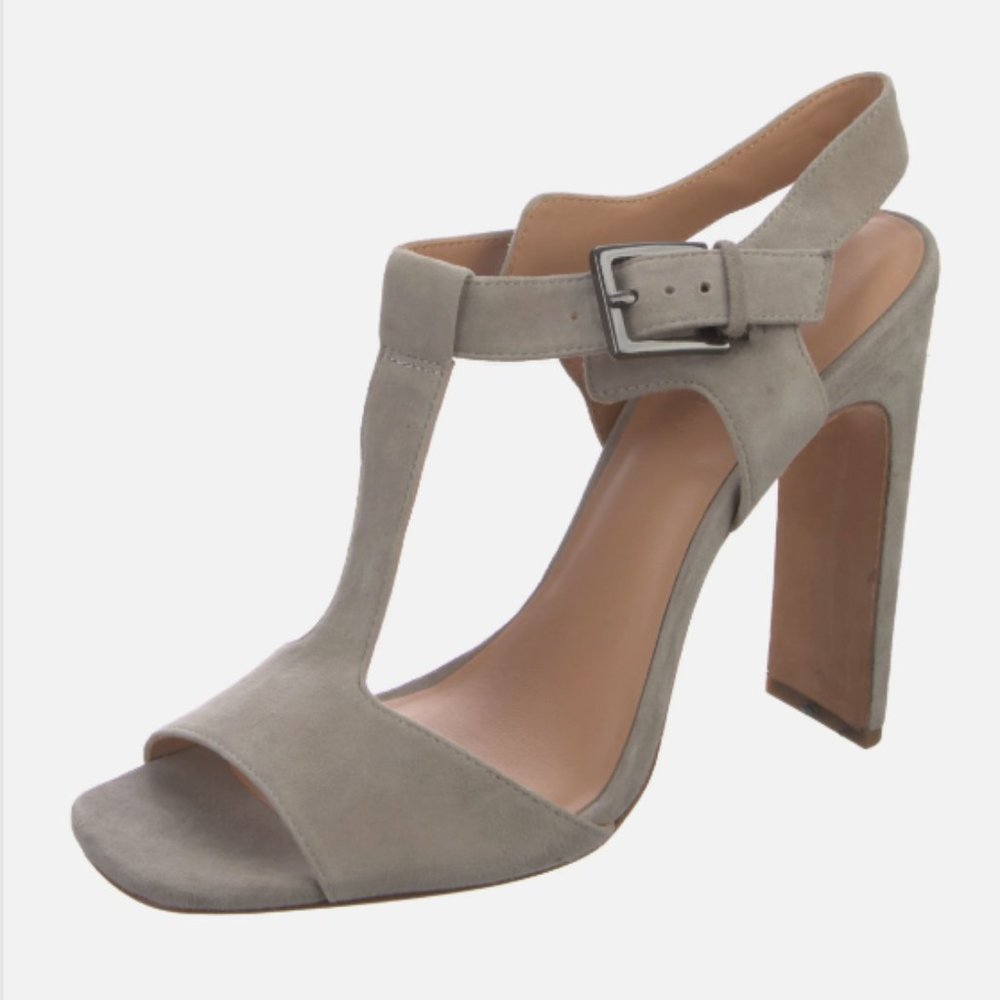 Halston Heritage Grey Leather T-Strap Pumps
